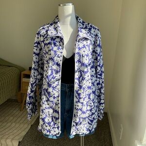 Vintage Rafael Waffle Knit Floral Bomber Jacket Size L